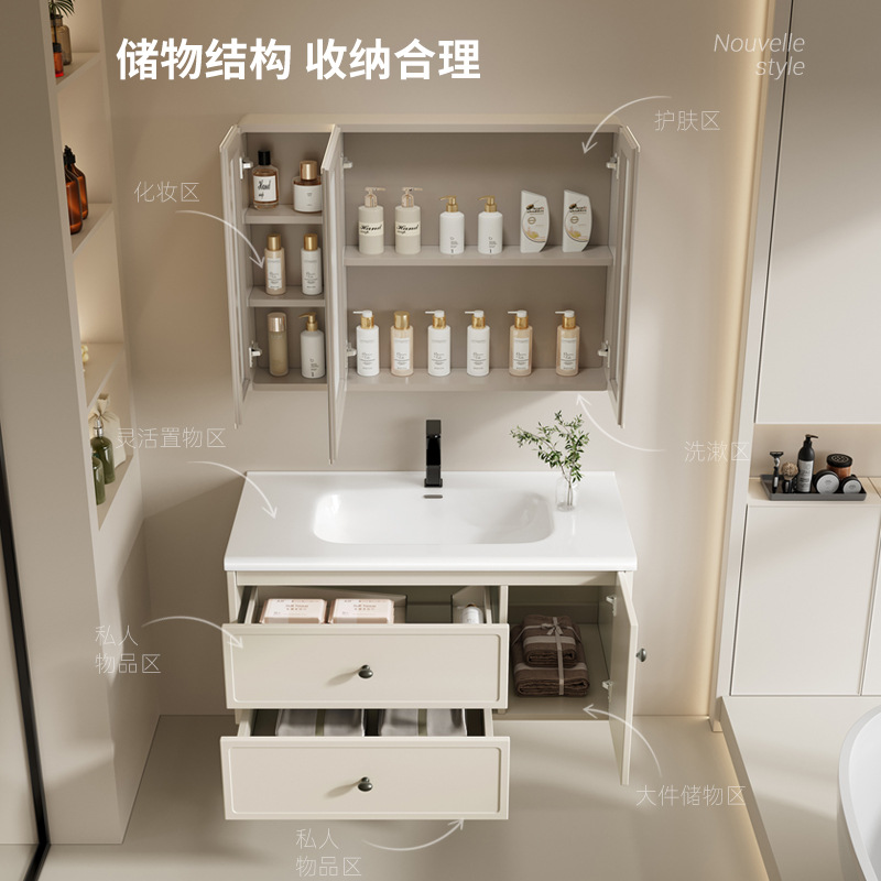 gabinete de baño francés combinado baños cerámicos todo-en - uno lavabo gabinete de espejo inteligente de belleza