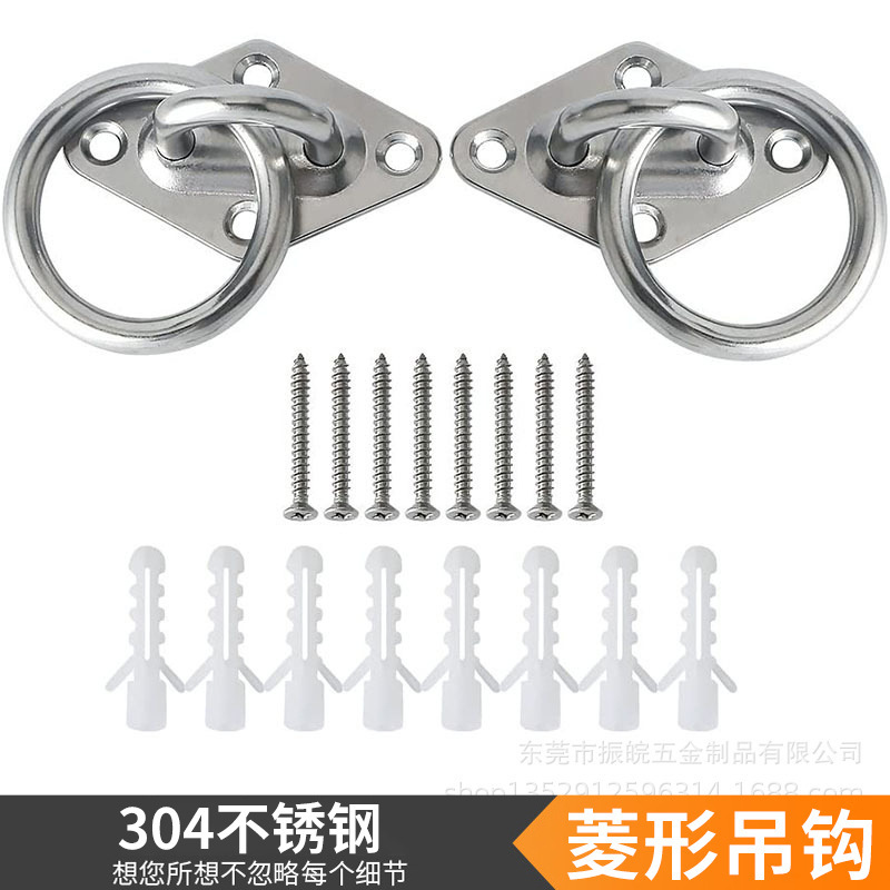 Cross-border door buckle stainless steel boat bolt hook with ring eye plate diamond hook yoga hammock hammock swing sandbag