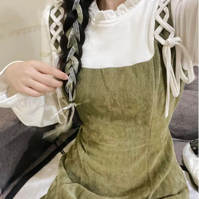 法式气质假两件连衣裙女学生版2025年新款汉元素小清新秋冬季裙子|undefined