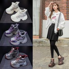 厚底老爹鞋2025春季新网红同款内增高9cm休闲百搭时尚风系带女鞋