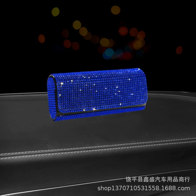 Case, Multi-Functional Sunglasses Storage Box, Car Glasses Clip/Bill Clip - blue-diamond