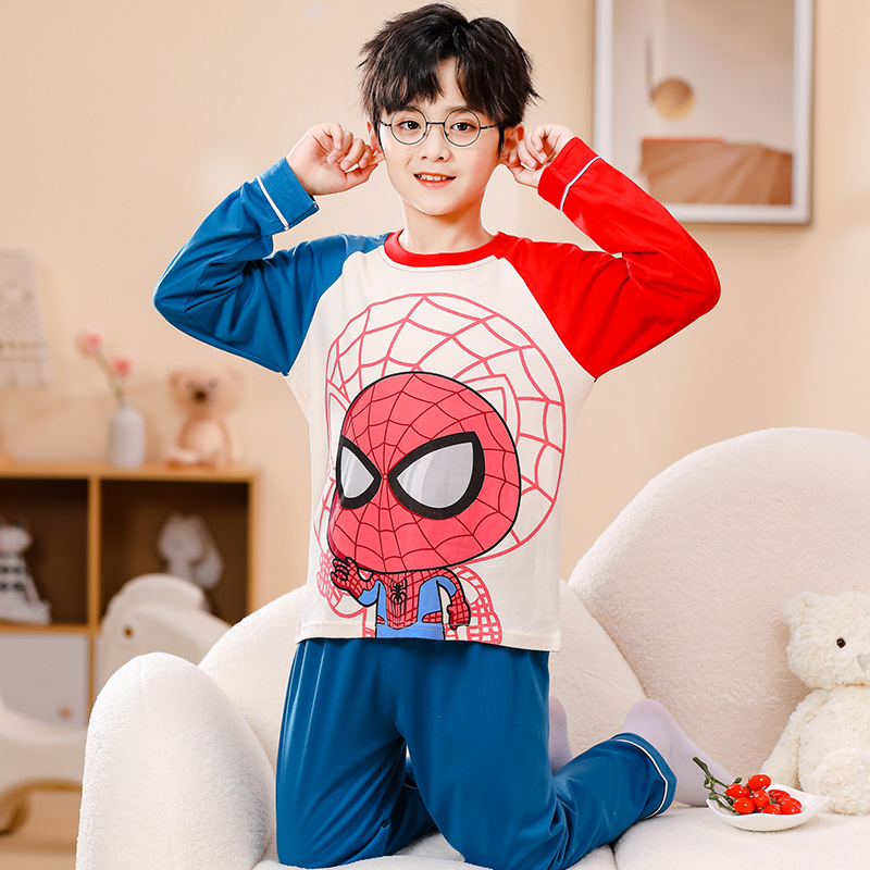 Pijamas infantiles para niños niñas primavera y otoño algodón de punto lindo dibujo animado manga larga set padres e hijos ropa doméstica para niños