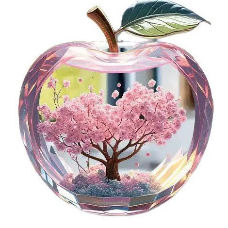 Cross-border hot selling 2D flat acrylic romantic pink cherry blossom apple shape home office desk decoration table