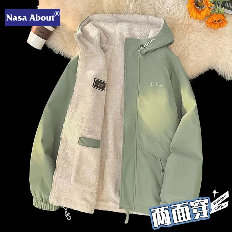 NASA双面穿棉衣男新款2025年爆款加厚宽松棉服青少年冬季棉袄外套