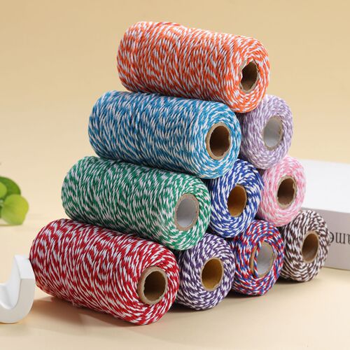 2mm Colored Cotton Rope for Zongzi Wrapping, European and American Wedding and Christmas Decoration Packaging Thread, Solid Cotton Rope 100m