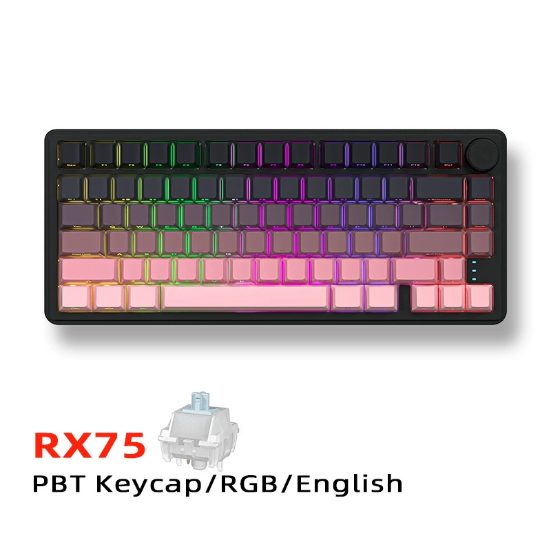 Mechanical Keyboard RX75, wireless three-mode, PBT keycaps & RGB (80-key compact)