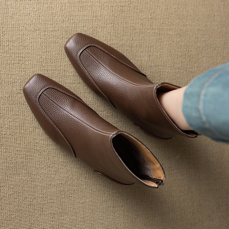 Otoño y invierno nuevas botas cuadradas de talón grueso temperamento de mujer Chelsea retro francesa botas de cuero suave estilo británico Martin image 4