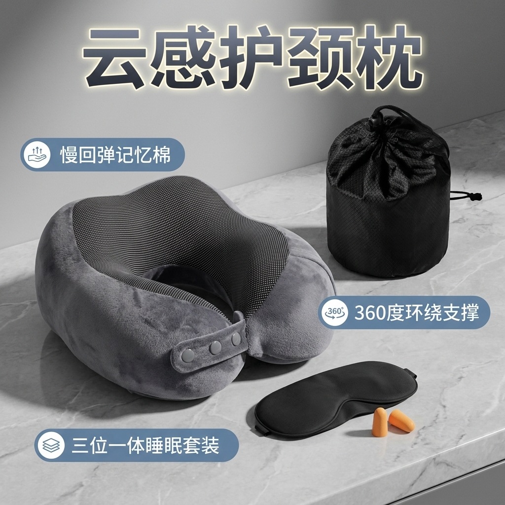 驼峰记忆棉u型枕旅行便携式护颈枕办公室午休记忆棉慢回弹U型枕头