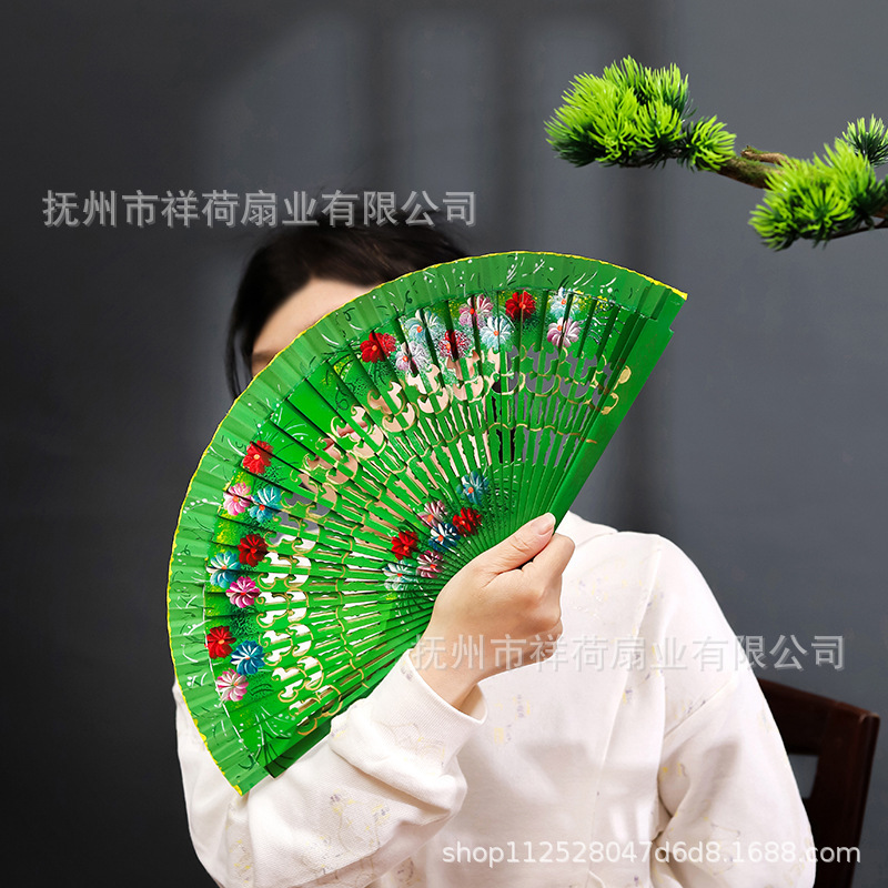 手工彩绘扇子古典折扇欧式西班牙木扇旗袍搭配扇子中式古风折叠扇|undefined