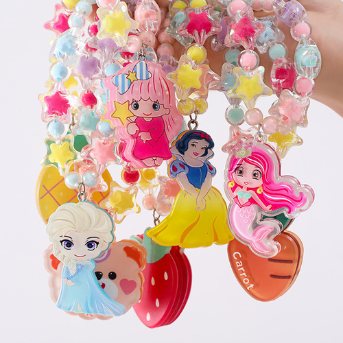 Children's Glowing Necklace Set Cartoon Little Princess Jewelry Bracelet Baby Accessories Kindergarten Creative Small Gift