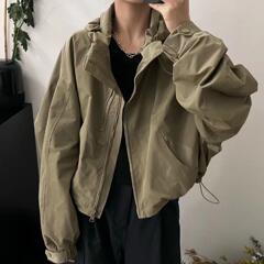 立领双拉链连帽短外套女2025秋新新款超酷冲锋衣宽松显瘦洋气上衣