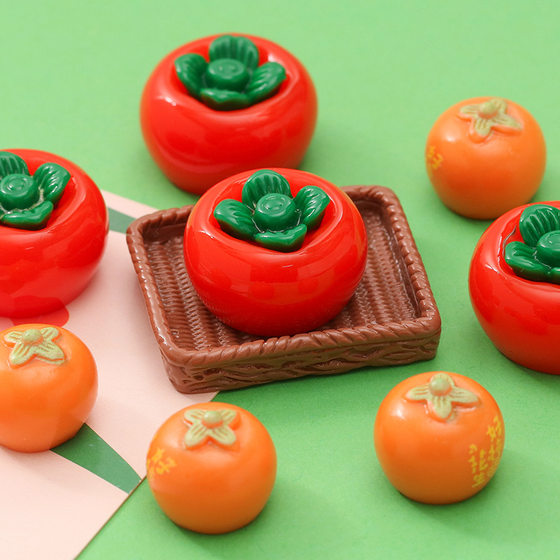 Simulation three-dimensional persimmon mini food play ornaments diy resin accessories jewelry cream glue key chain handmade materials