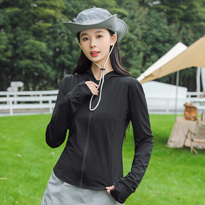 ナイロンの原糸の日焼け止め服は女性の夏のスポーツコートを修理して紫外線を防ぎます。|undefined