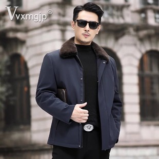 Haining Parka Men's Full Mink Lined Fur Integrated Lapel Neikofur Mink Fur Coat Winter