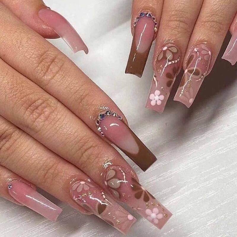 European and American Style Hot Girl Rhinestone Nail Tips Press-On Acrylic Nails Women's Fake Nails Factory Short Style Wholesale