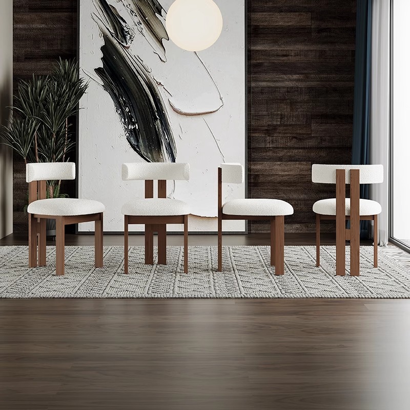 Silla de comedor de estilo antiguo francés, casa, hotel, restaurante, bolsa suave, silla de madera maciza, negociación de lujo ligero, taburete de maquillaje informal