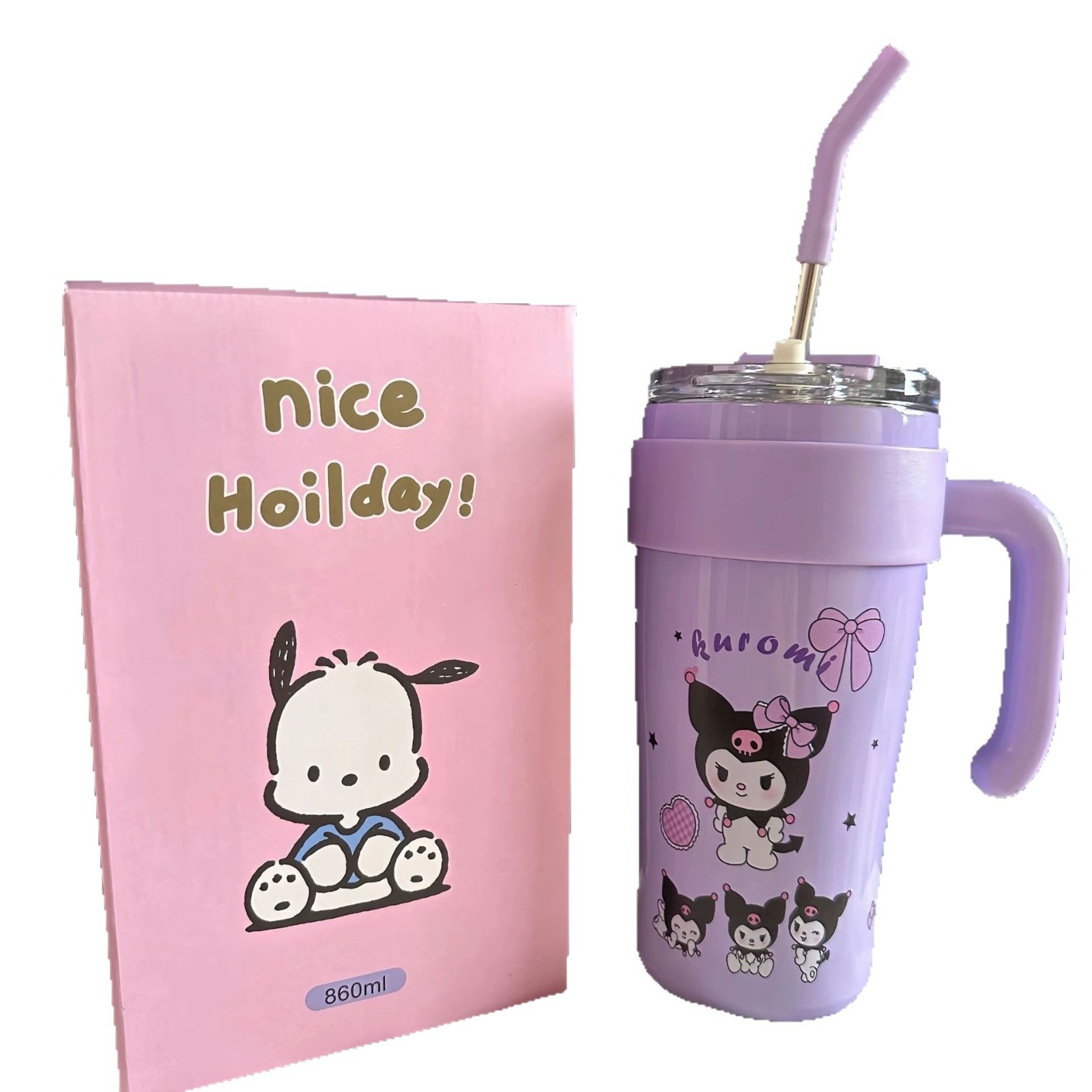 316 스테인리스 대용량 손잡이 빨대 텀블러 860ml 차량용 보온보냉컵