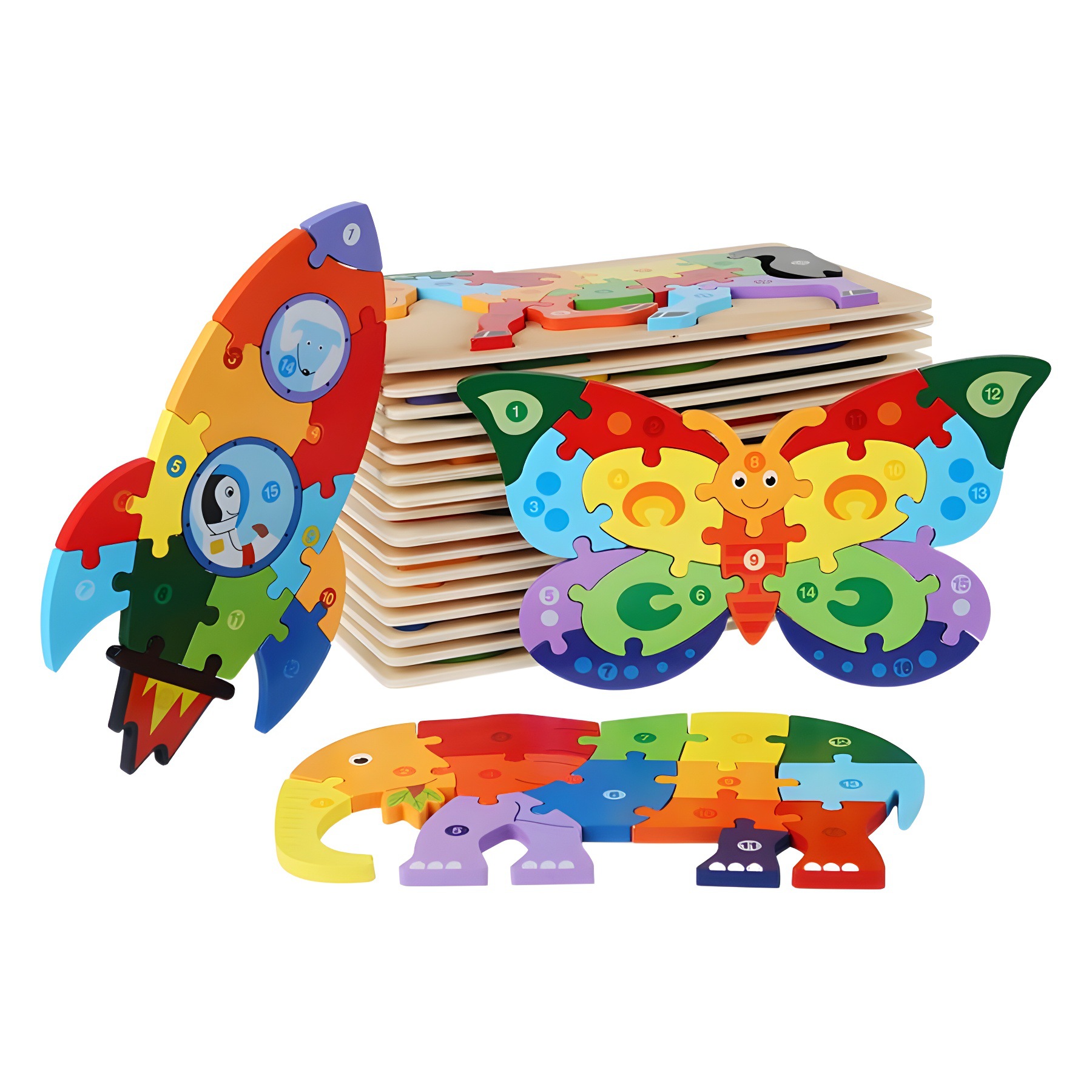 Juguetes de puzzle de madera de hebilla para niños pequeños Juguetes de bloque de bloques de construcción de bebés Juguetes de puzzle cognitivo de forma emparejada