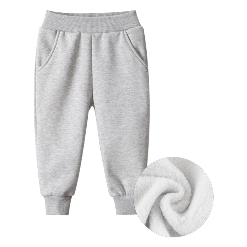 27 niños estilo coreano ropa infantil otoño e invierno nuevo color sólido al por mayor Pantalones deportivos para niños pantalones casuales forrados de lana image 1