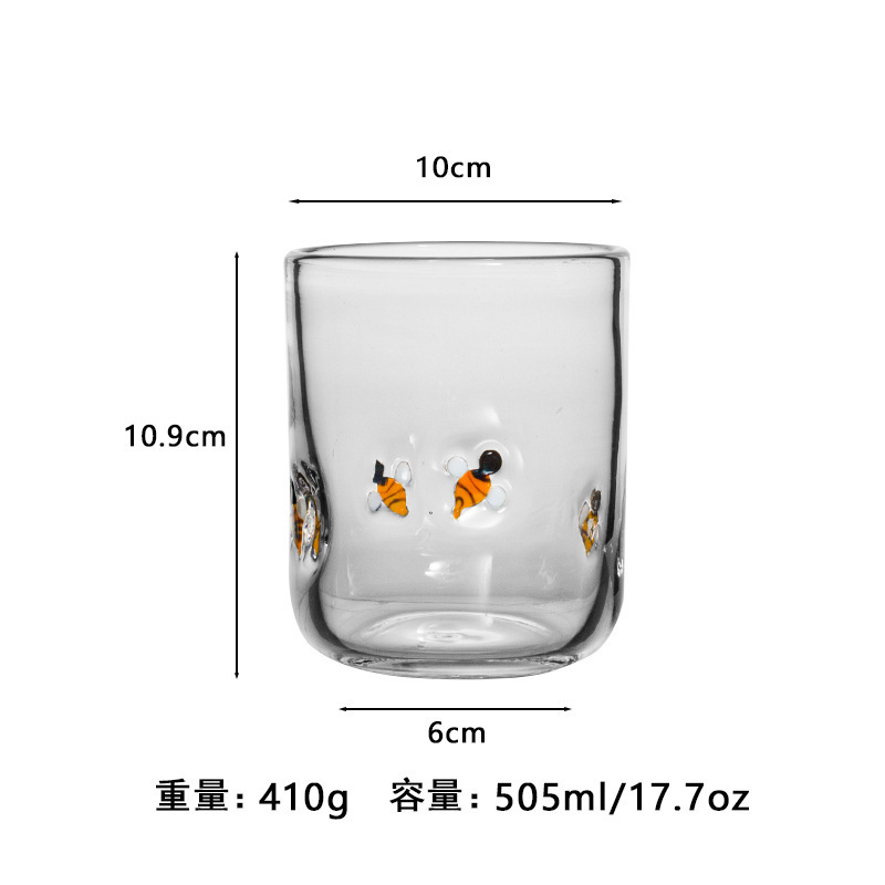 中古人工开口贴片水晶玻璃杯樱桃草莓压花贴片装饰饮品咖啡杯|undefined