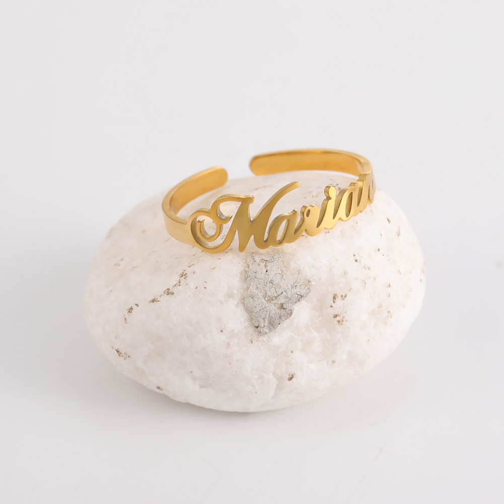 Precise commemorative one size ring with letters stainless steel