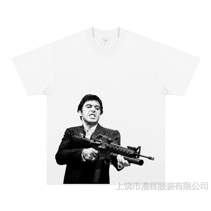 VINTAGE SCARFACE Scarface Print National Fashion Loose Small Nearline Heavy Short Sleeve T-Shirt