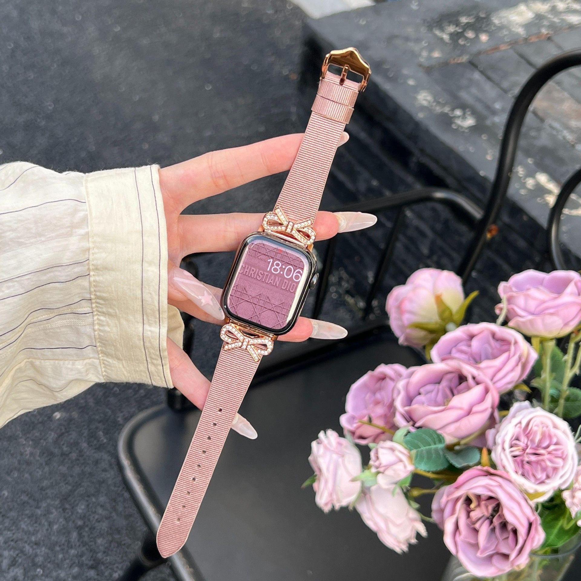 Adecuado para Apple Watch Correa applewatch678 de las mujeres se reloj Correa S8 nuevo avanzado metal cuero