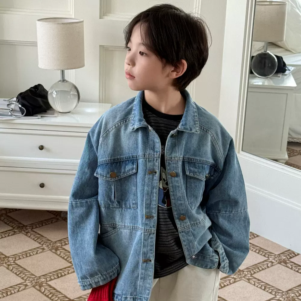 奶酪与喵童装男童外套2025秋季新款韩版牛仔衣帅气慵懒风休闲外套
