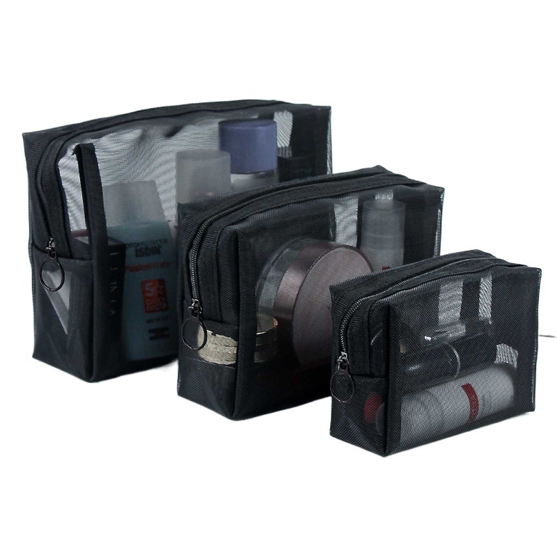 Bolsa de cosméticos de malla de nylon portátil simple portátil de gran capacidad impermeable viaje cosméticos bolsa de almacenamiento bolsa de lápiz labial moda