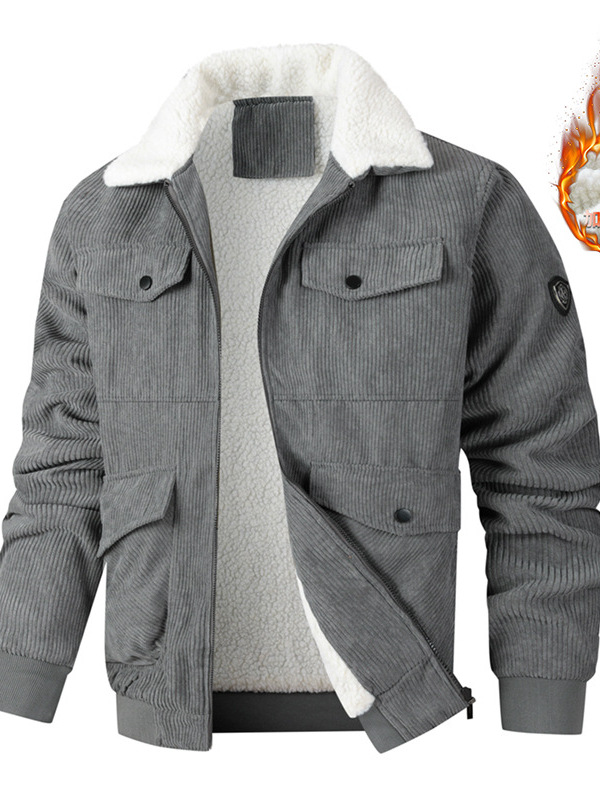 Chaqueta Acolchada de Pana 2113 de Pana y Poliéster Térmico Con Cierre de Cremallera para Invierno image 4