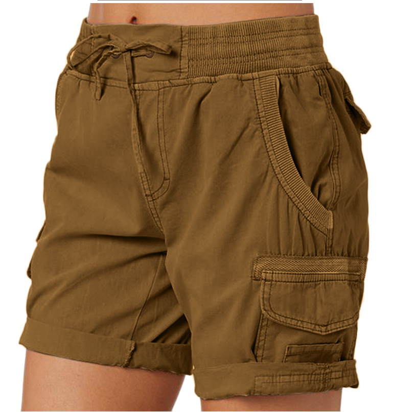 thumbnail image 1 of 2024 nuevo nuevo de las mujeres de color sólido pantalones cortos casuales verano moda cintura delgada recta, 1 of 5