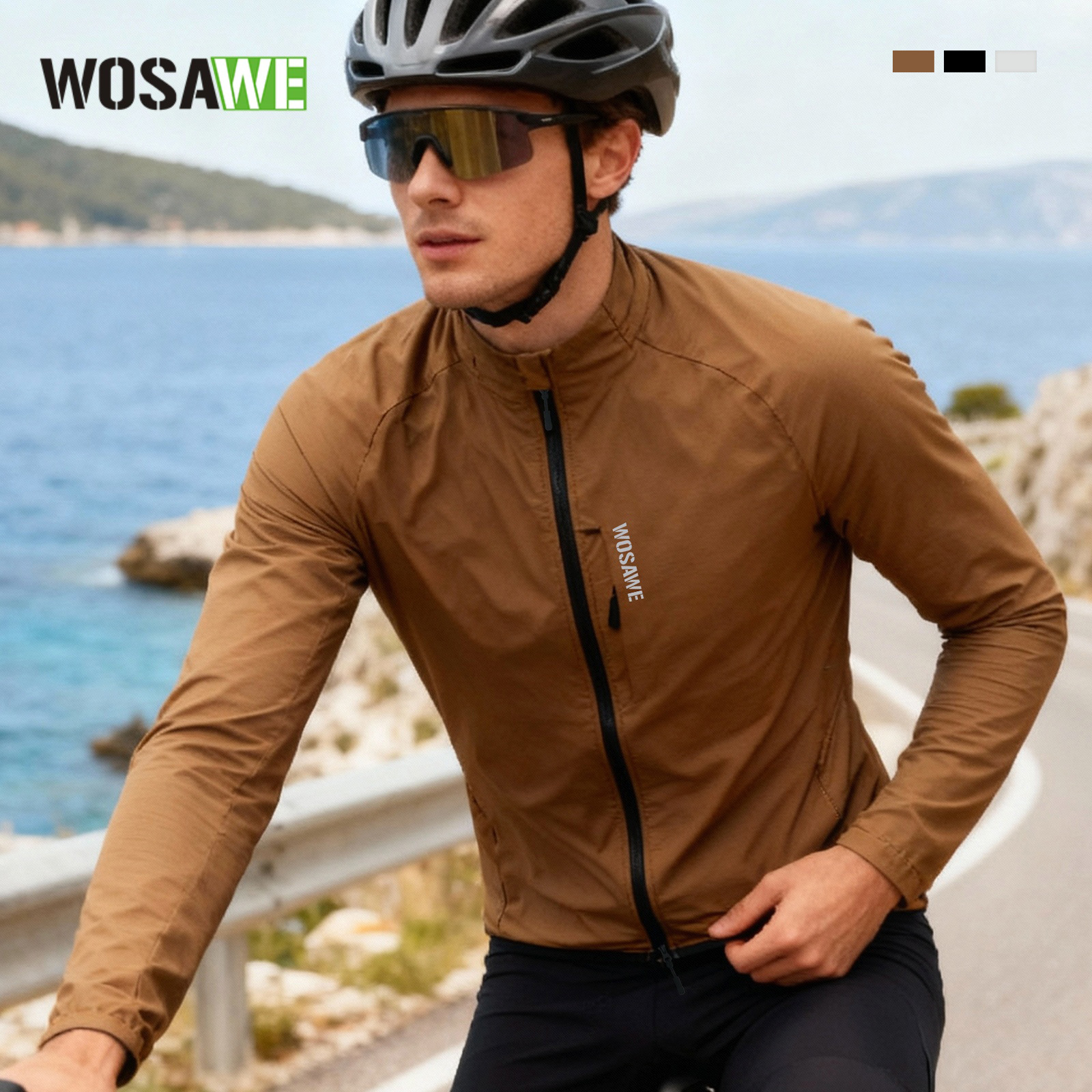 Wosawe Spring and Summer Cycling Windbreaker, Windproof and Sun Protection Jacket, Lightweight and Breathable Cycling Clothing for Men and Women