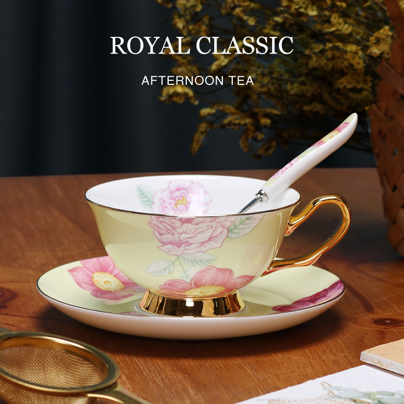 China de hueso taza de café y platillo traje hogar europeo lujo británico tarde té Taza de cerámica juego de té caja de regalo traje