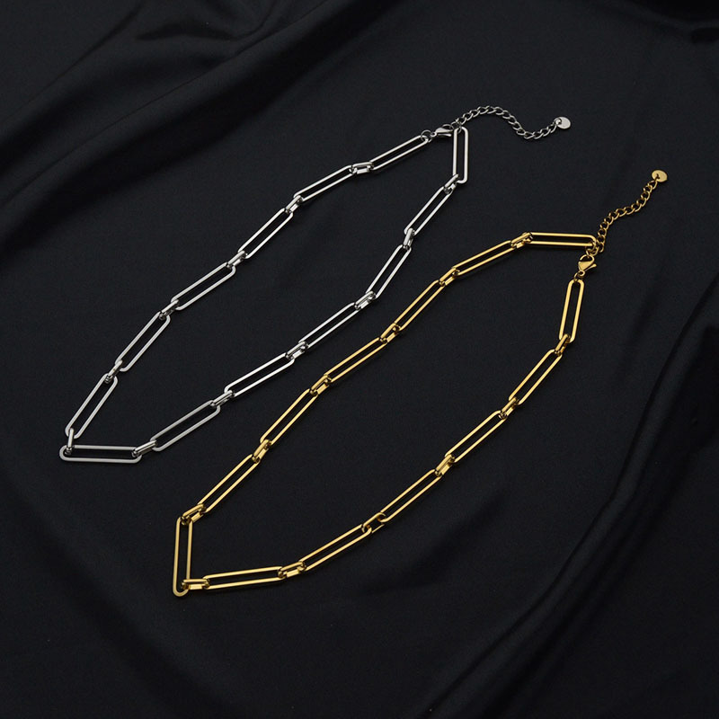 European And American Long Square Interlocking Chain Bracelet Simple Thick Chain Necklace Wholesale display picture 4