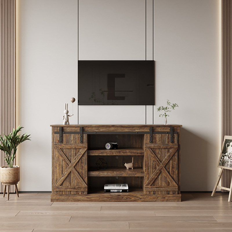 Retro americana TV gabinete casa puerta corredera simple TV gabinete pequeño apartamento sala de estar armario