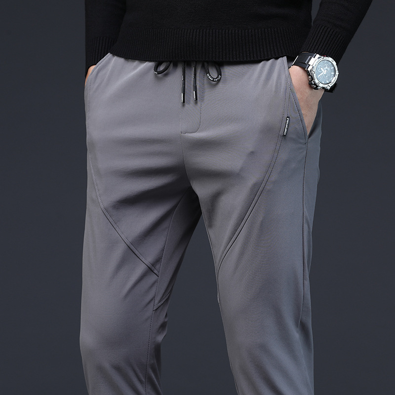 Pantalones casuales de moda para hombres, pantalones deportivos de secado rápido, pies pequeños, pantalones delgados de hielo transpirables, moda para hombres.