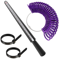 四件套 四碼塑料戒指棒 0-13戒指圈 美碼戒指尺 用於戒指測量工具