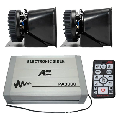 Car horn/tweeter Siren 12V Wireless Remote - pa3000e-main-unit-a-set-of-12v-square-speakers-with-cooling-vents