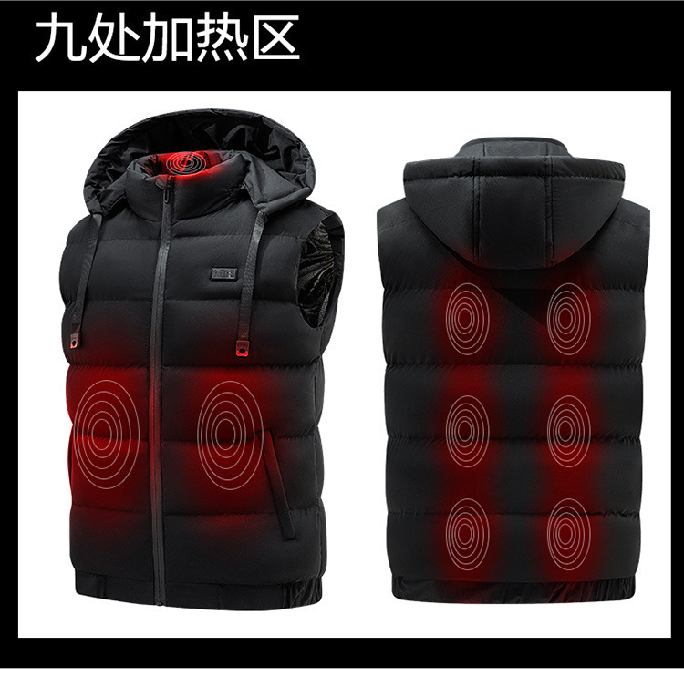 Cross-Border Heating Vest Smart Electric Heating Men's Thermal Vest Ready-Made Hooded Detachable Heating Jacket Hot Style Cross-Border Heating Vest Smart Electric Heating Men's Thermal Vest Ready-Made Hooded Detachable Heating Jacket Hot Style