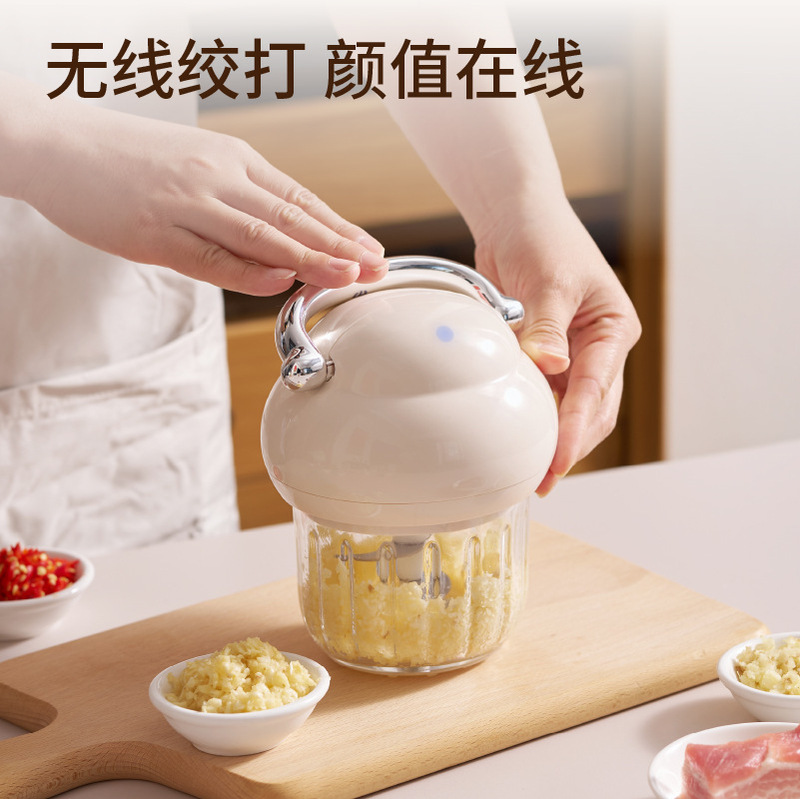 Electric Garlic Masher, Large Capacity, Stainless Steel, with Splash Guard, Anti-Splash, Baby Food Supplement, Seasoning Cooking Machine, Garlic Paste Machine