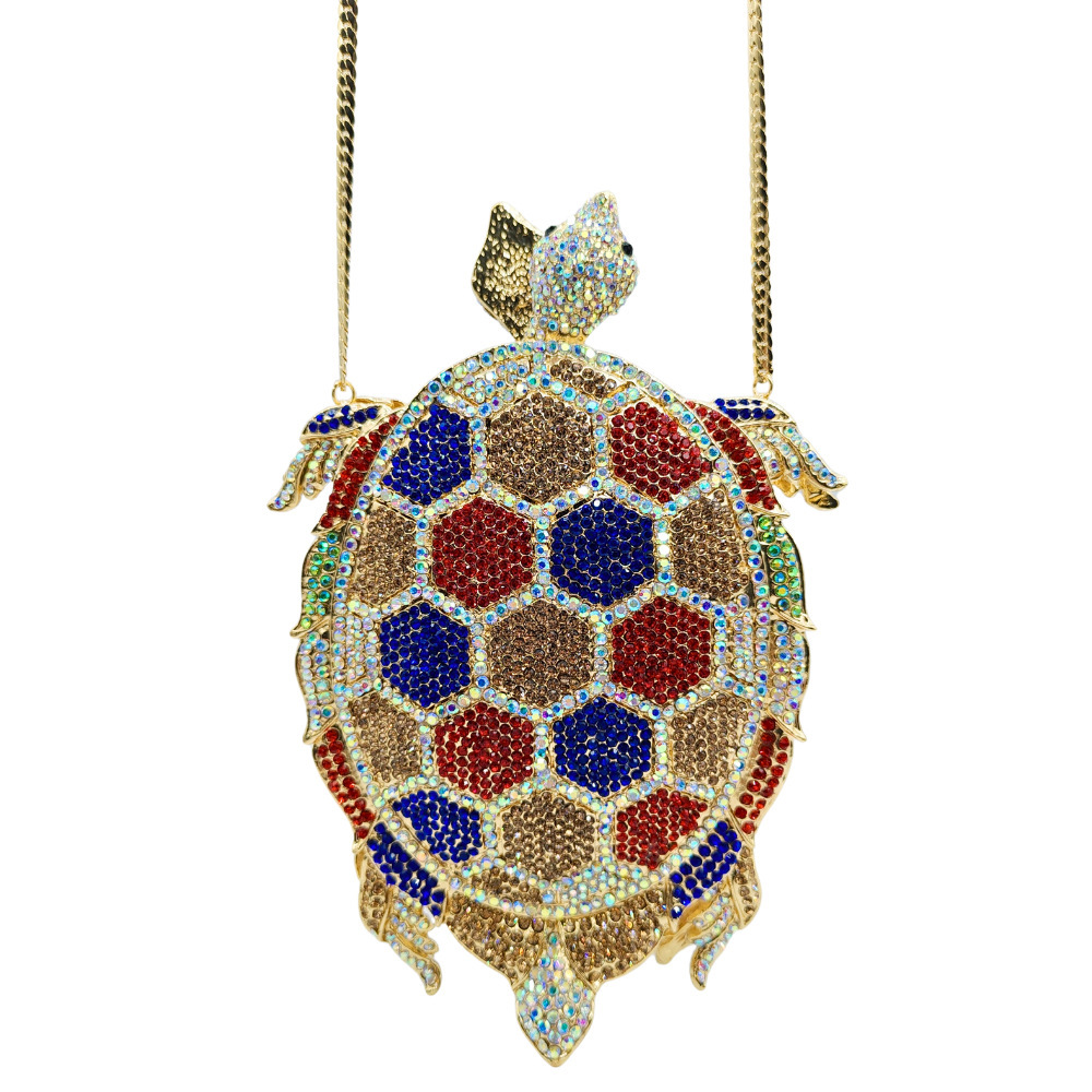 Bolsa de cristal de tortuga transfronteriza, bolsa de diamante, bolsa de banquete de fiesta, bolsa de mano, bolsa de diamante de lujo ligera