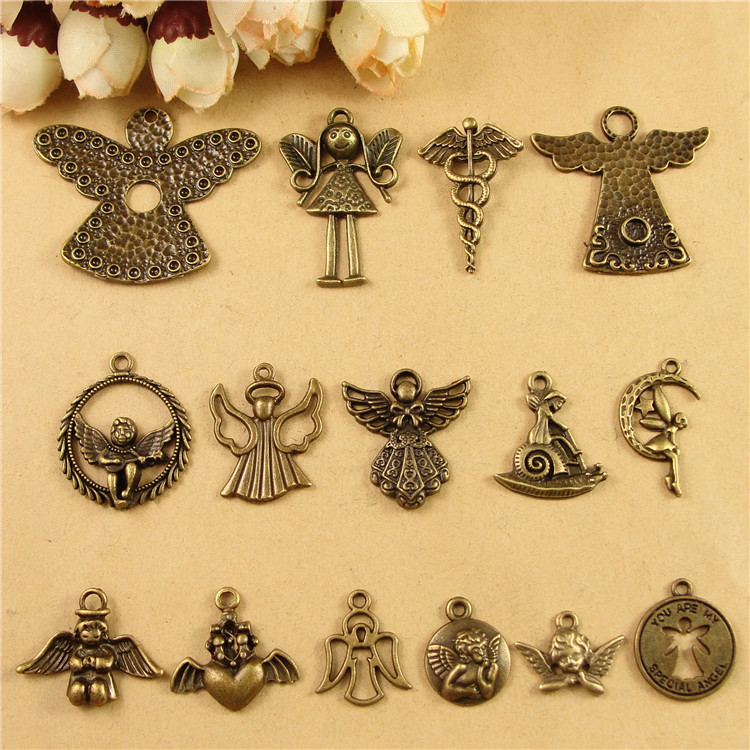 DIY handmade jewelry material ZAKKA bronze angel wings pendant Collection necklace pendant manufacturers wholesale