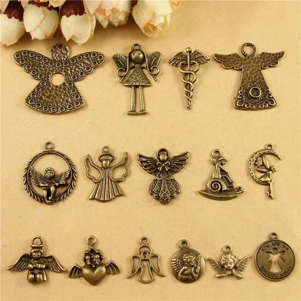 DIY handmade jewelry material ZAKKA bronze angel wings pendant Collection necklace pendant manufacturers wholesale