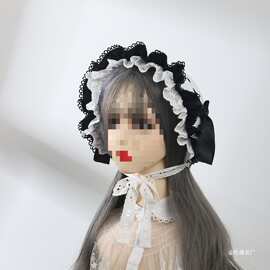 欧洲复古英伦风盆帽蕾丝洛丽塔系带帽子配件时尚休闲遮阳帽子女