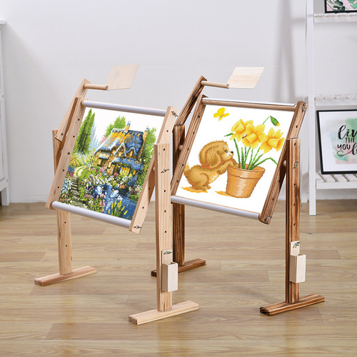 Pine wood adjustable embroidery flower stand, bed embroidery cross stitch stand, desktop embroidery stand, large creative Su embroidery frame stand