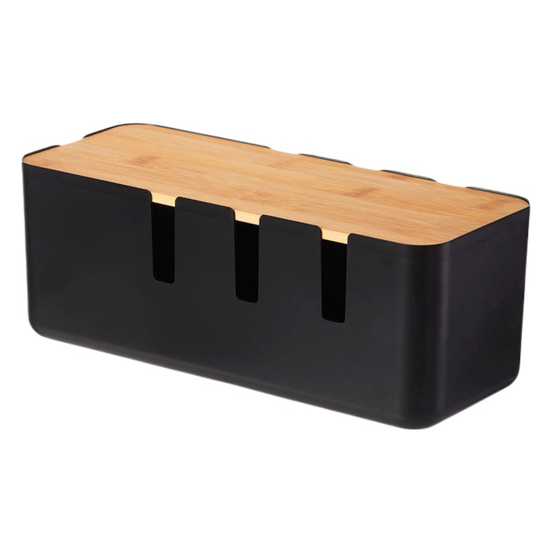 Caja de gestión de cables de escritorio del hogar Creativa cubierta de bambú de siete agujeros caja de colección de cables Placa de parche Cargador de almacenamiento de cable de alimentación y acabado