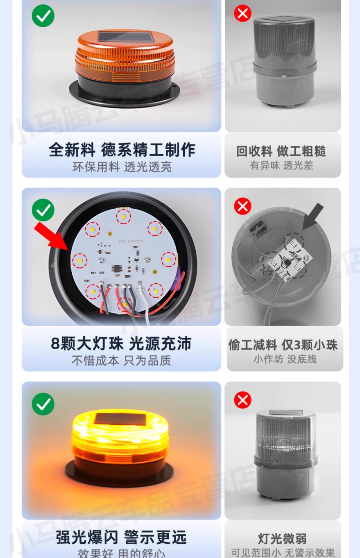 Solar warning light, flashing car-mounted warning light, nighttime safety warning flash light, magnetic car roof light