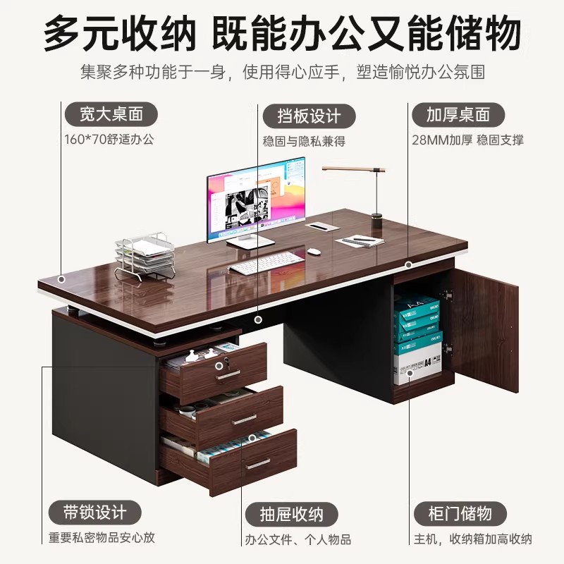 Mesa de oficina, mesa de jefe, mesa de oficina y silla, mesa de computadora para dos personas simple, mesa doméstica