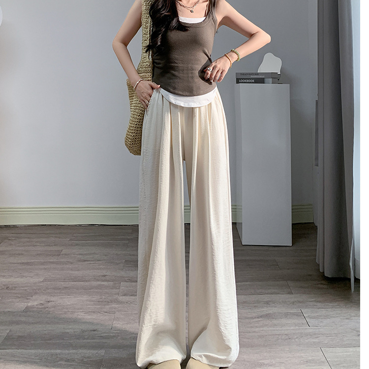 Black Japanese-Style Yamamoto Pants for Women, Summer 2025 New High-Waisted Petite Casual Sun-Protective Ice Silk Thin Wide-Leg Pants