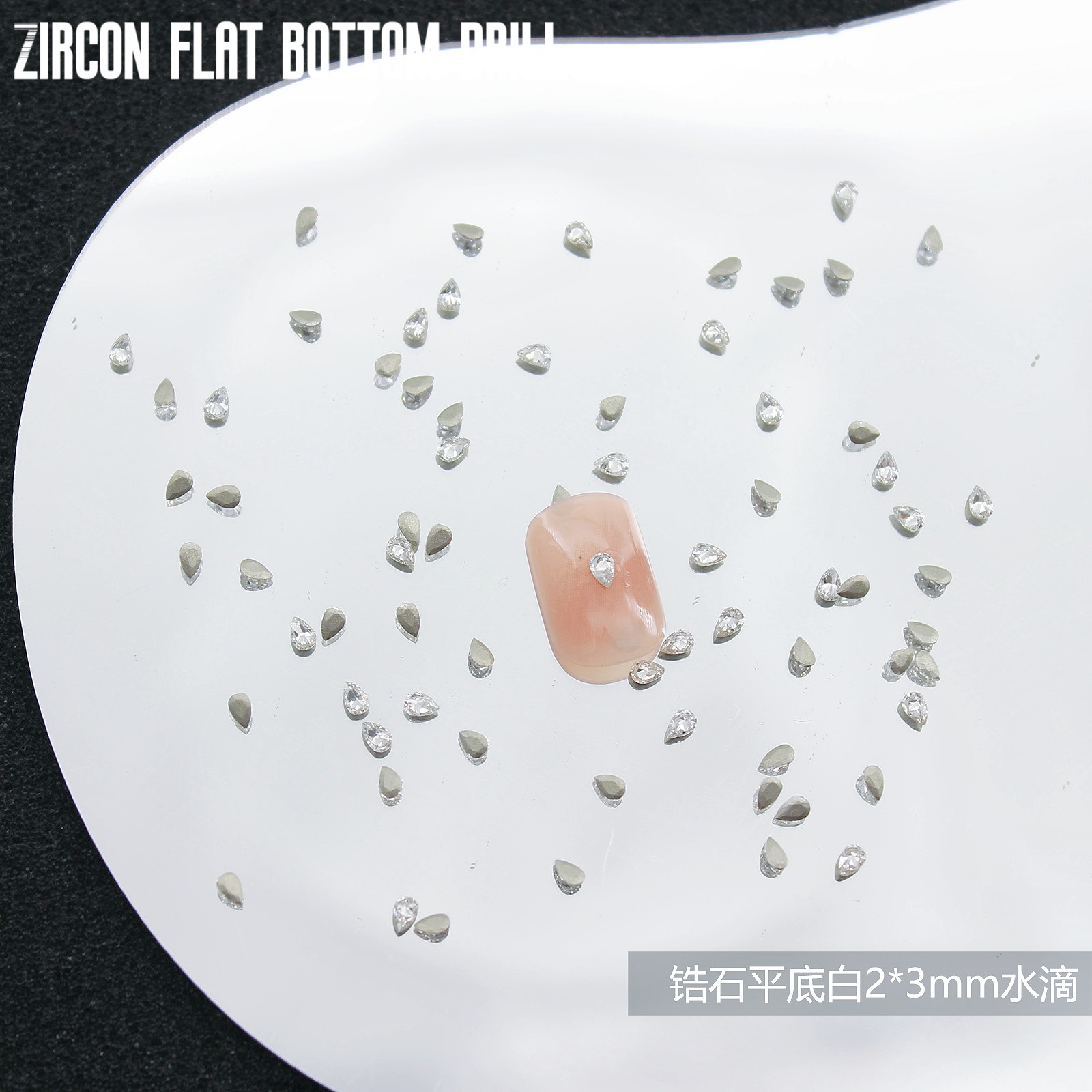 Zircon plano blanco-2*3mm gota de agua